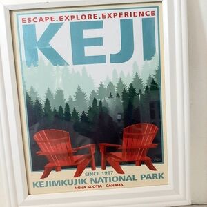 National Park Poster with Red and Green Design